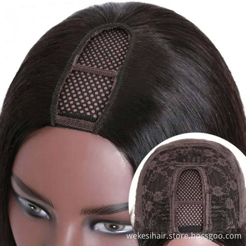 Natural Virgin Brazilian No Lace U Part Wig Human Hair For Black Women,Wholesale Raw Indian Body Wave U Part Guangzhou Wigs
